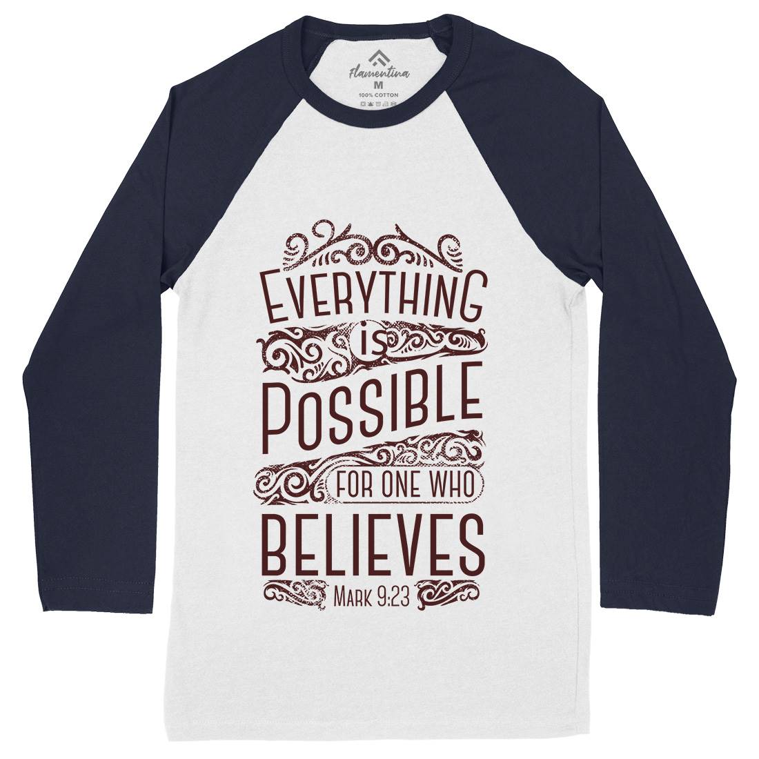 Everything Is Possible Mens Long Sleeve Baseball T-Shirt Religion C928