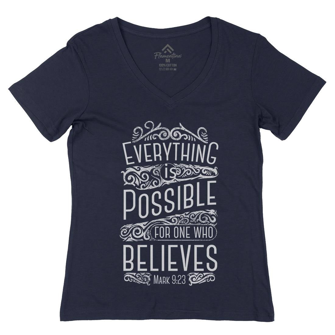 Everything Is Possible Womens Organic V-Neck T-Shirt Religion C928