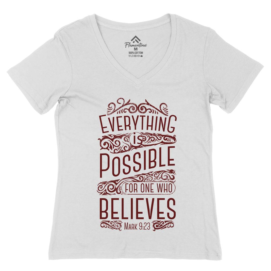 Everything Is Possible Womens Organic V-Neck T-Shirt Religion C928