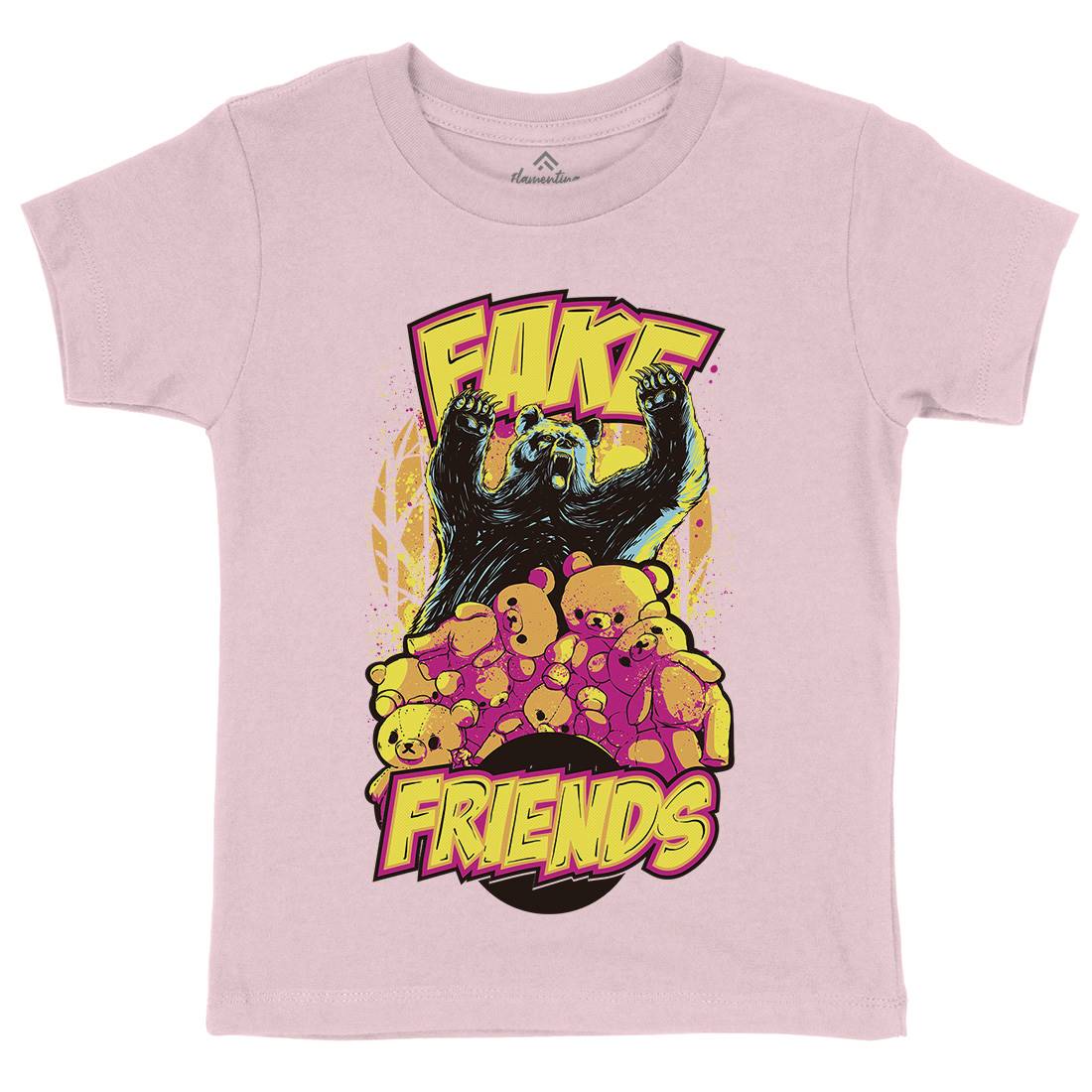 Fake Friends Kids Organic Crew Neck T-Shirt Retro C929