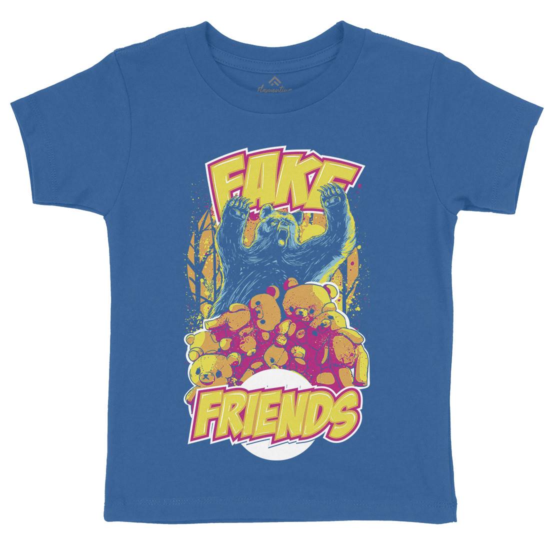 Fake Friends Kids Organic Crew Neck T-Shirt Retro C929