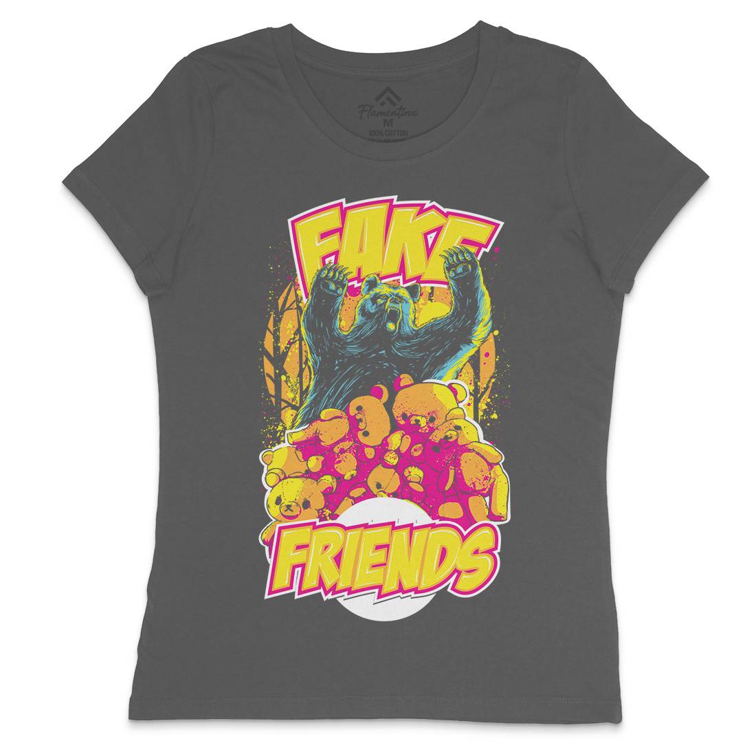 Fake Friends Womens Crew Neck T-Shirt Retro C929