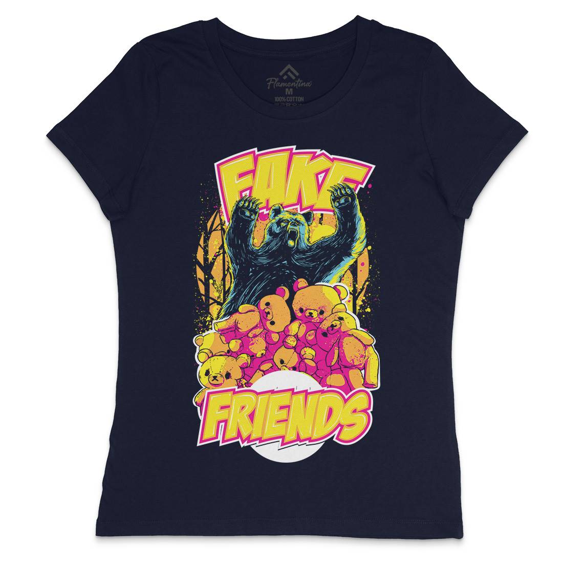 Fake Friends Womens Crew Neck T-Shirt Retro C929