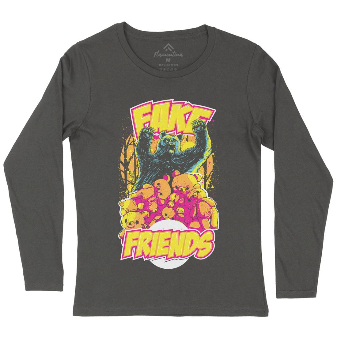 Fake Friends Womens Long Sleeve T-Shirt Retro C929