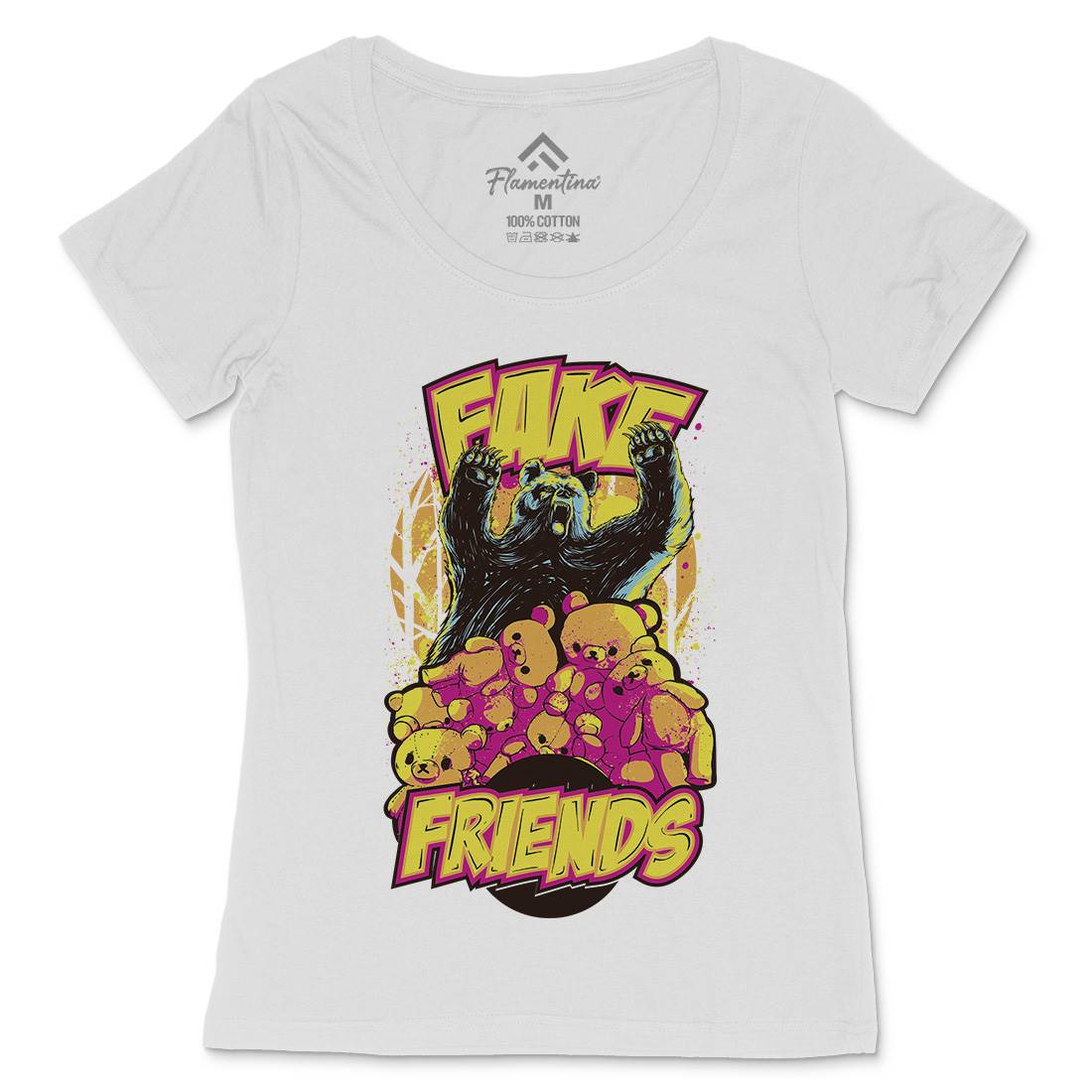 Fake Friends Womens Scoop Neck T-Shirt Retro C929