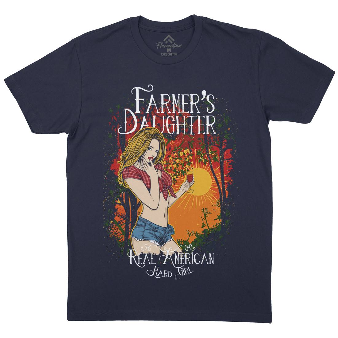 Farmer&#39;s Daughter Mens Organic Crew Neck T-Shirt Retro C930