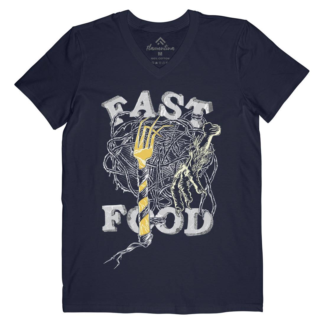 Fast Mens Organic V-Neck T-Shirt Food C931
