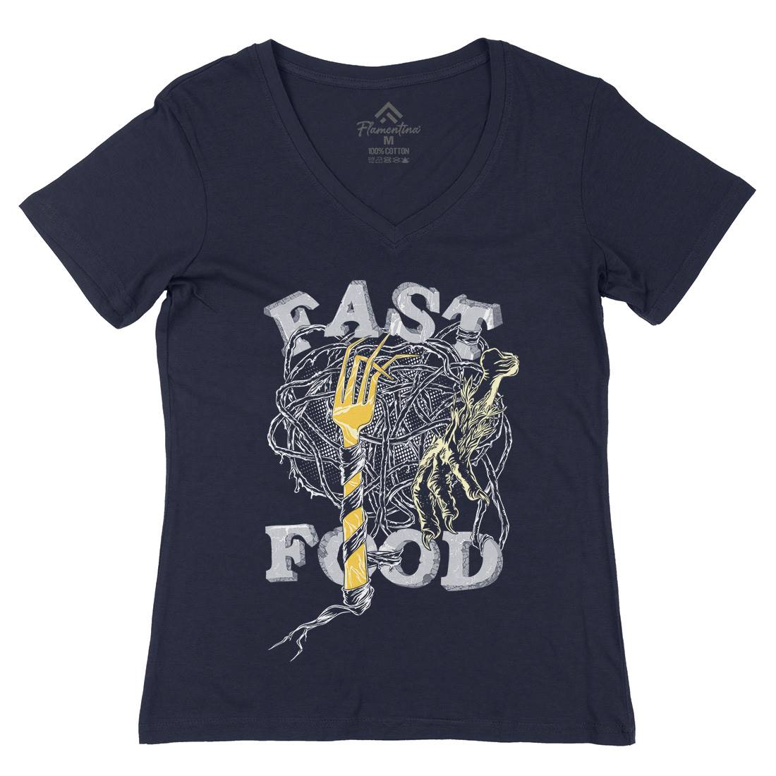 Fast Womens Organic V-Neck T-Shirt Food C931