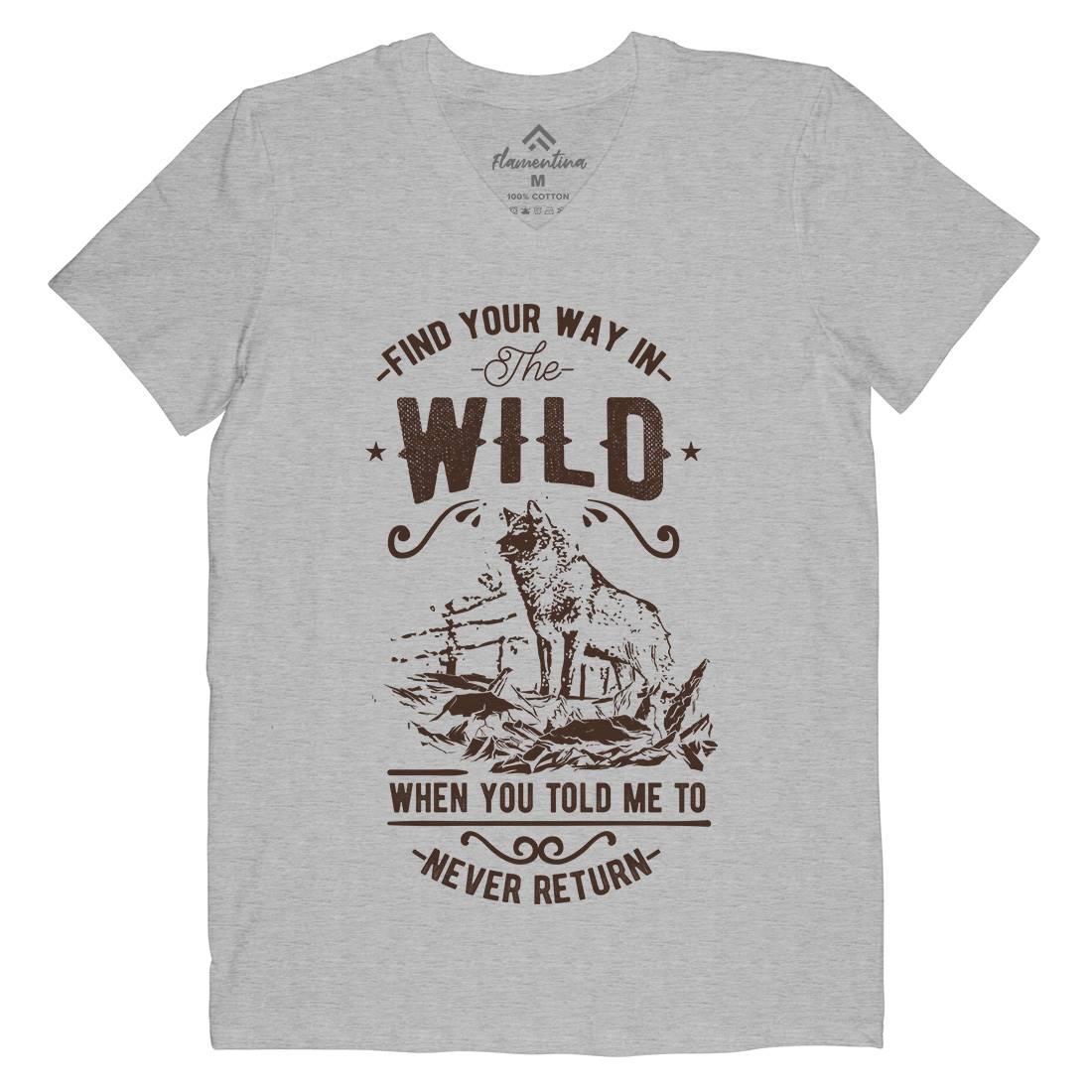 Find Your Way In The Wild Mens Organic V-Neck T-Shirt Nature C932
