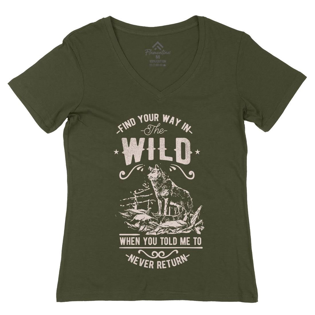 Find Your Way In The Wild Womens Organic V-Neck T-Shirt Nature C932