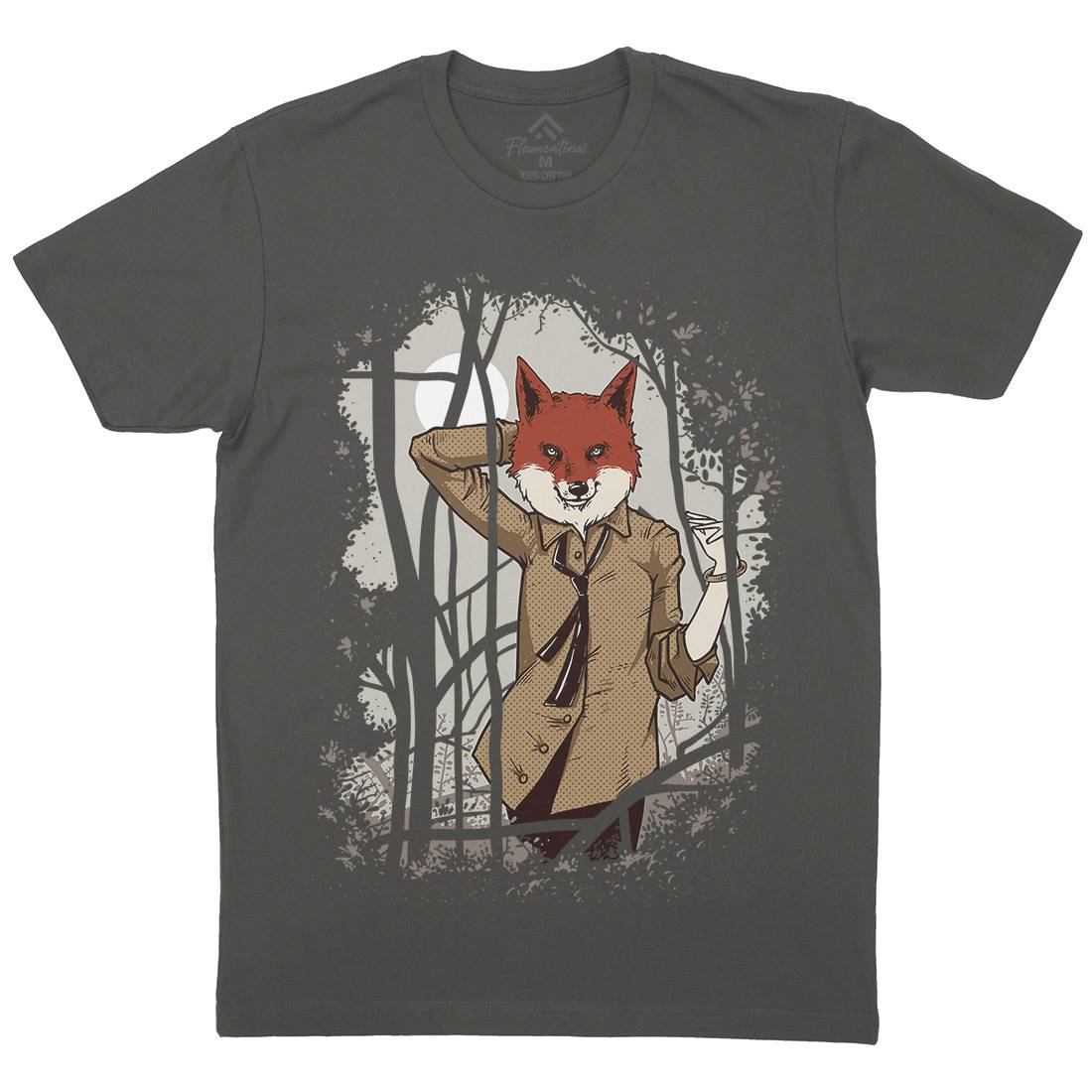 Fox Mens Organic Crew Neck T-Shirt Animals C933