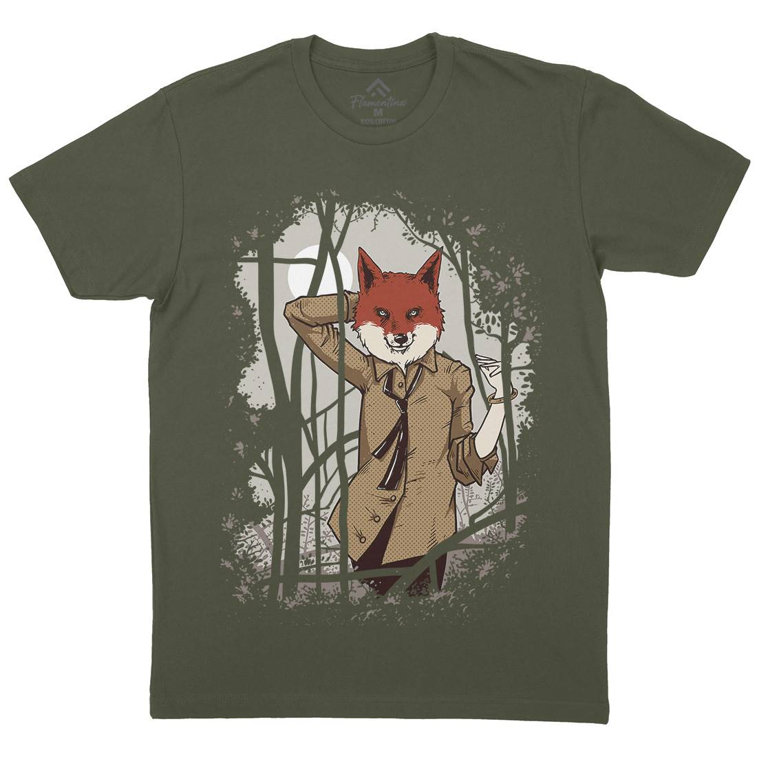 Fox Mens Crew Neck T-Shirt Animals C933