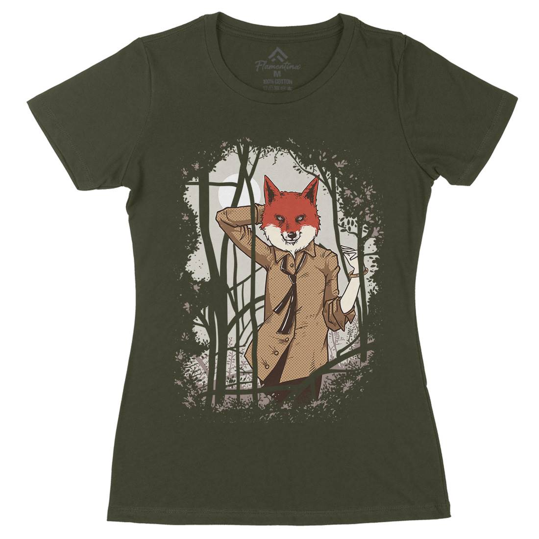 Fox Womens Organic Crew Neck T-Shirt Animals C933