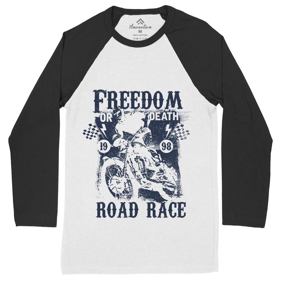 Freedom Or Death Mens Long Sleeve Baseball T-Shirt Motorcycles C934