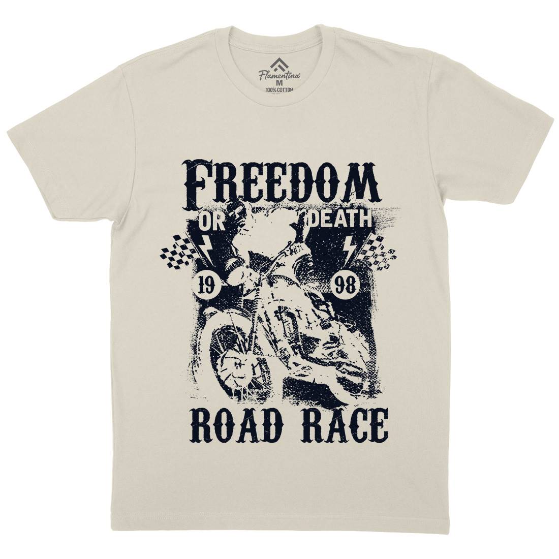 Freedom Or Death Mens Organic Crew Neck T-Shirt Motorcycles C934