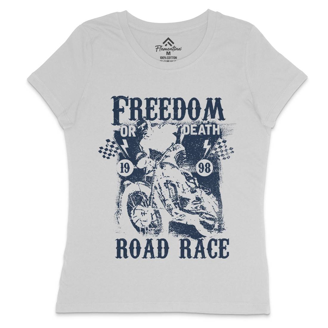 Freedom Or Death Womens Crew Neck T-Shirt Motorcycles C934