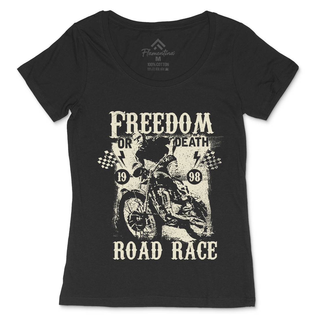 Freedom Or Death Womens Scoop Neck T-Shirt Motorcycles C934