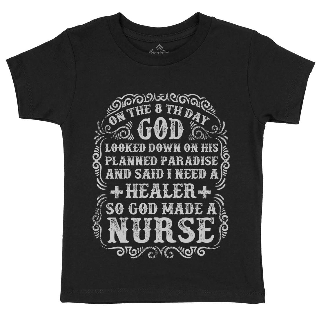 God Made A Nurse Kids Organic Crew Neck T-Shirt Work C937