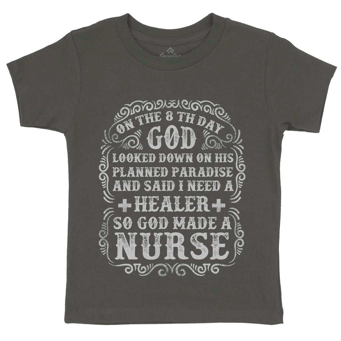God Made A Nurse Kids Crew Neck T-Shirt Work C937