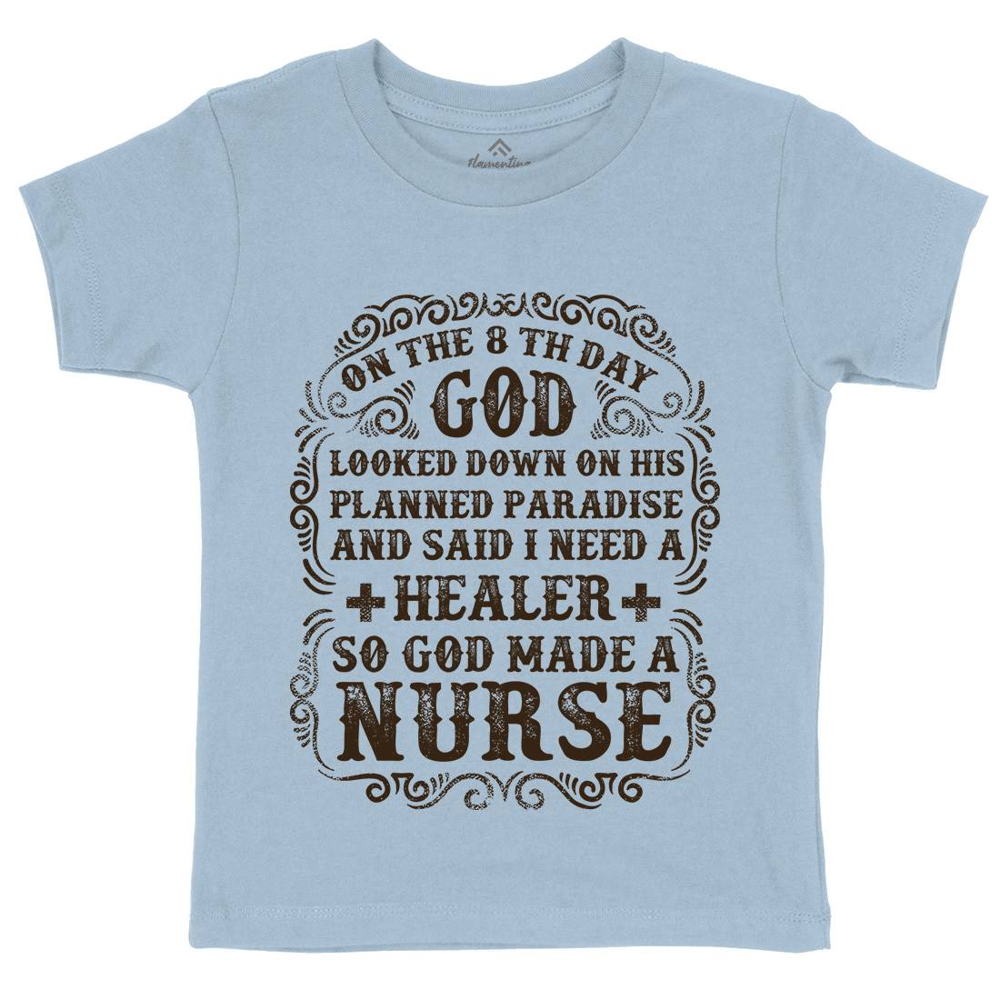 God Made A Nurse Kids Organic Crew Neck T-Shirt Work C937