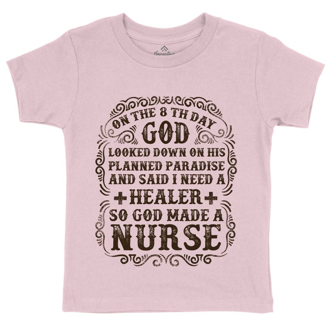 God Made A Nurse Kids Crew Neck T-Shirt Work C937