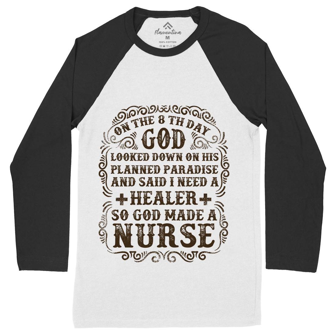 God Made A Nurse Mens Long Sleeve Baseball T-Shirt Work C937