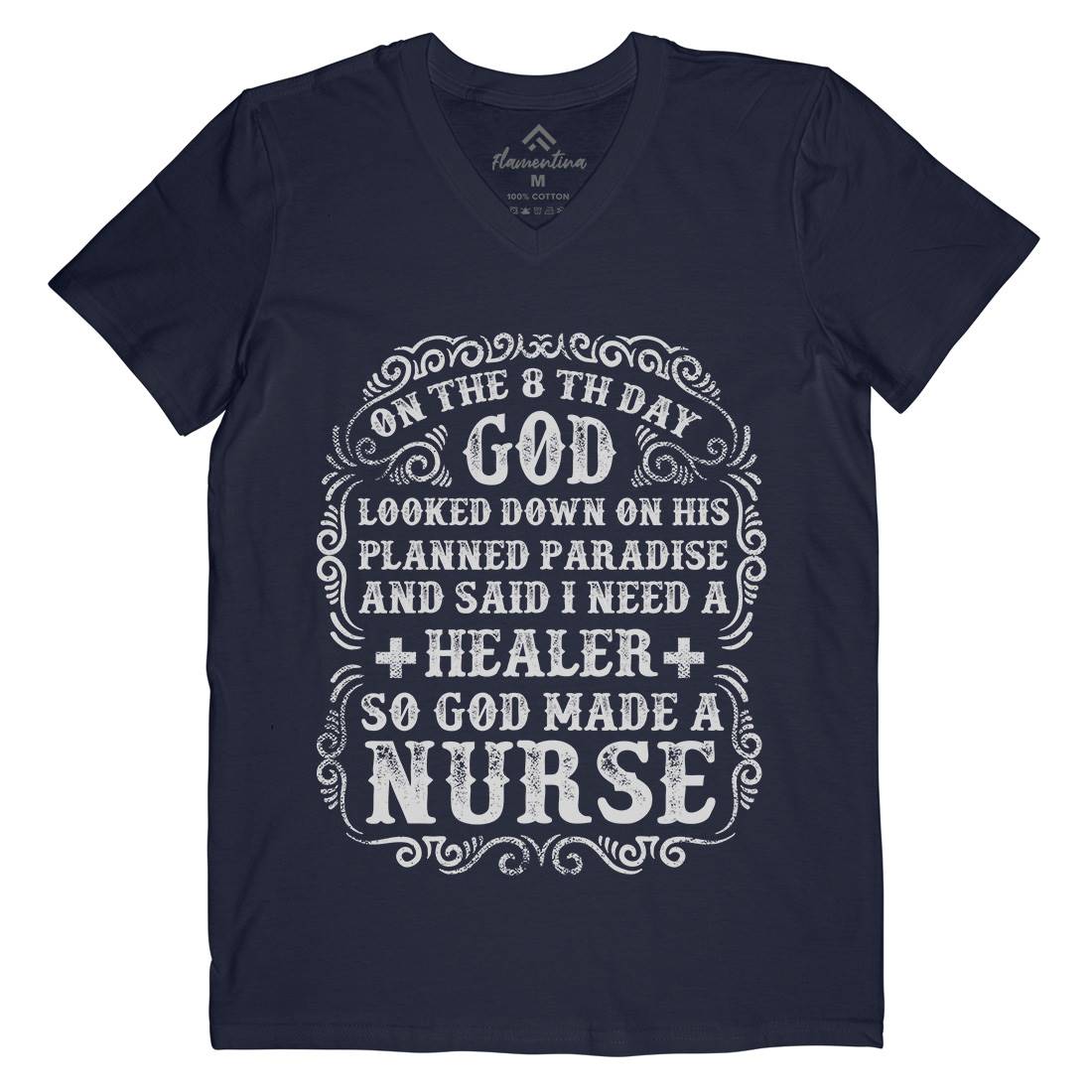 God Made A Nurse Mens Organic V-Neck T-Shirt Work C937