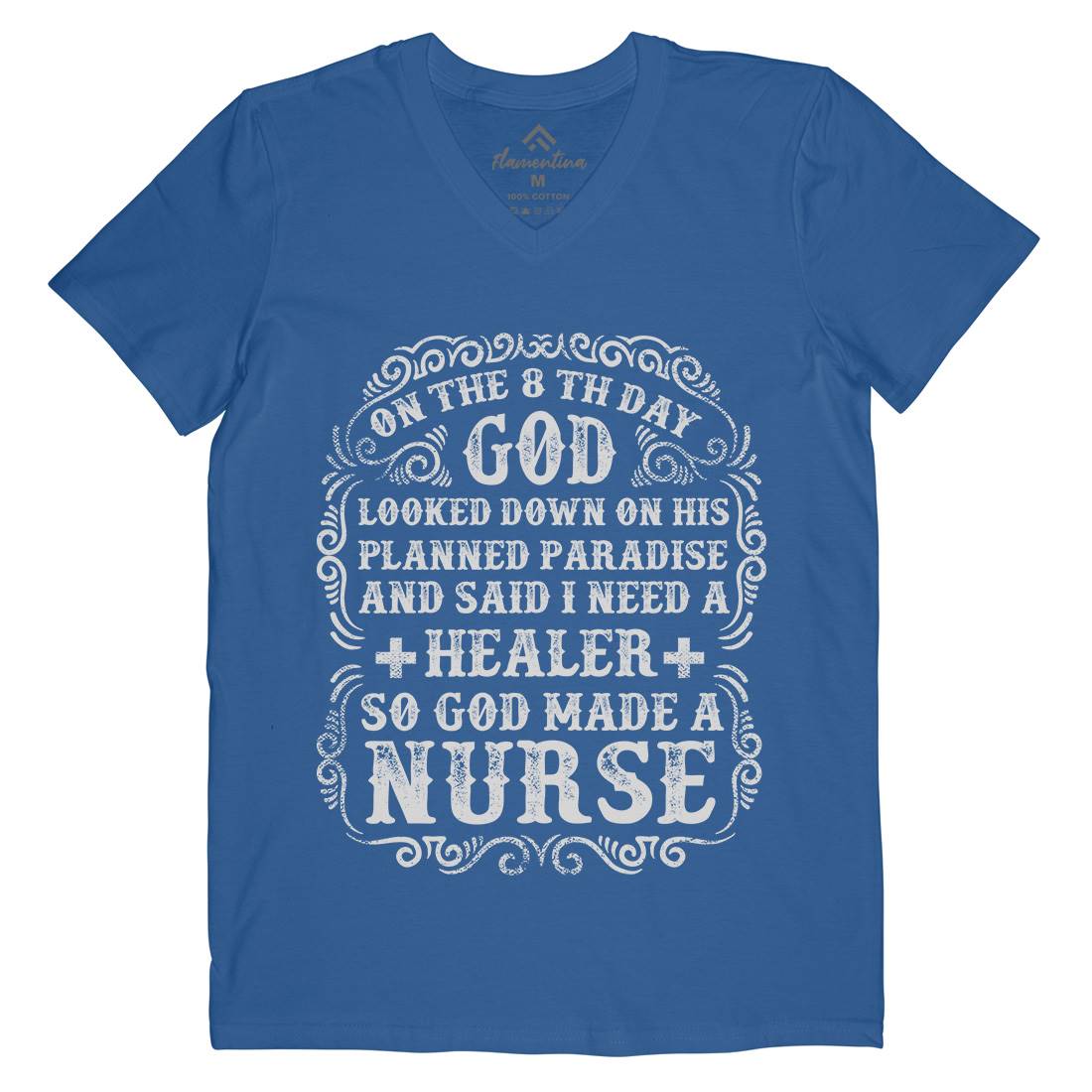 God Made A Nurse Mens V-Neck T-Shirt Work C937
