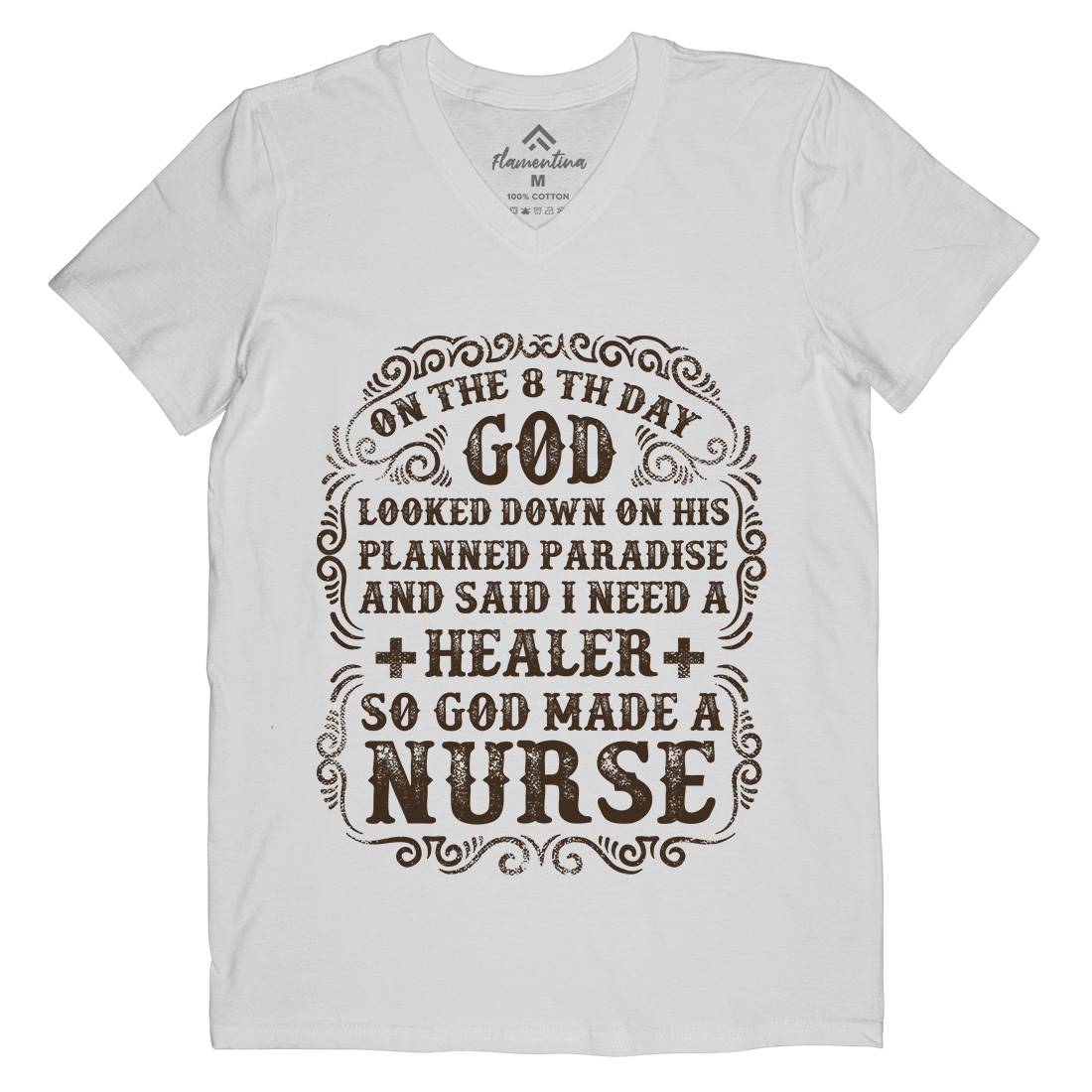 God Made A Nurse Mens V-Neck T-Shirt Work C937