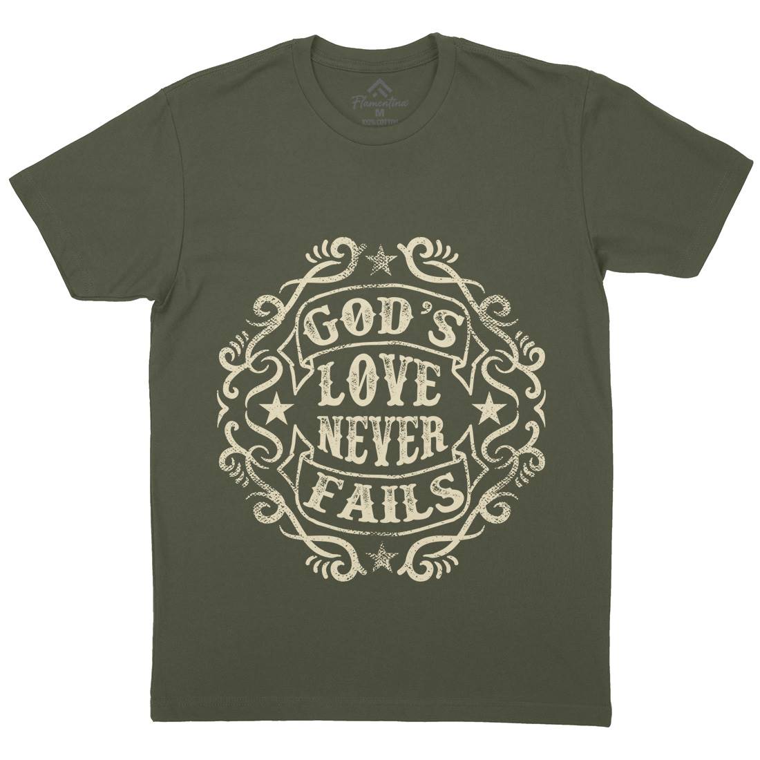 God&#39;s Love Never Fails Mens Crew Neck T-Shirt Religion C938