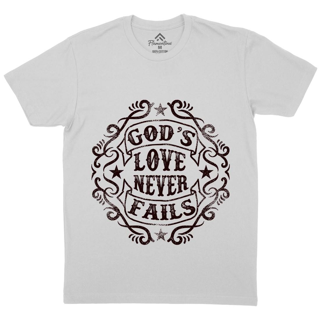 God&#39;s Love Never Fails Mens Crew Neck T-Shirt Religion C938