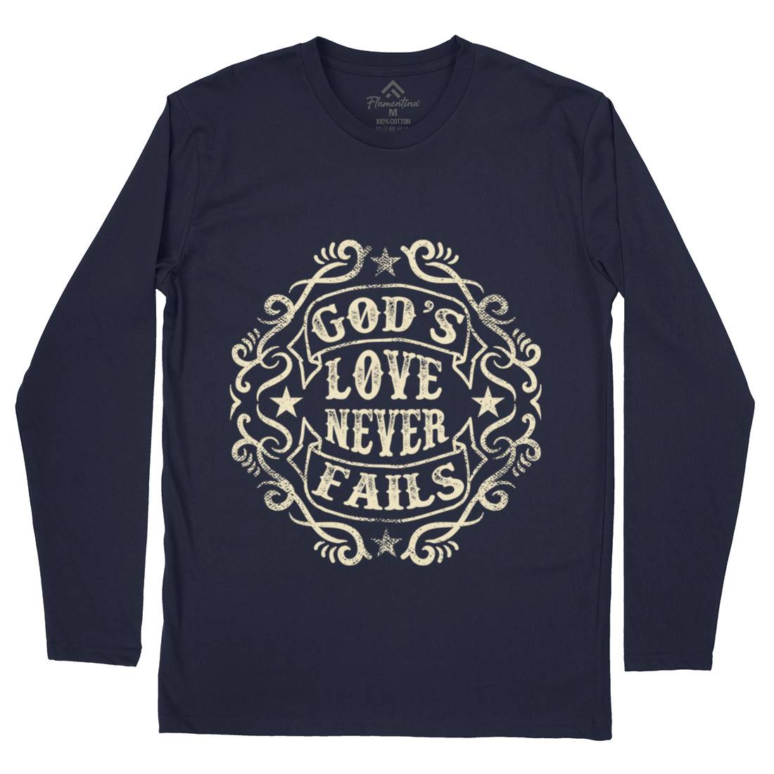 God&#39;s Love Never Fails Mens Long Sleeve T-Shirt Religion C938