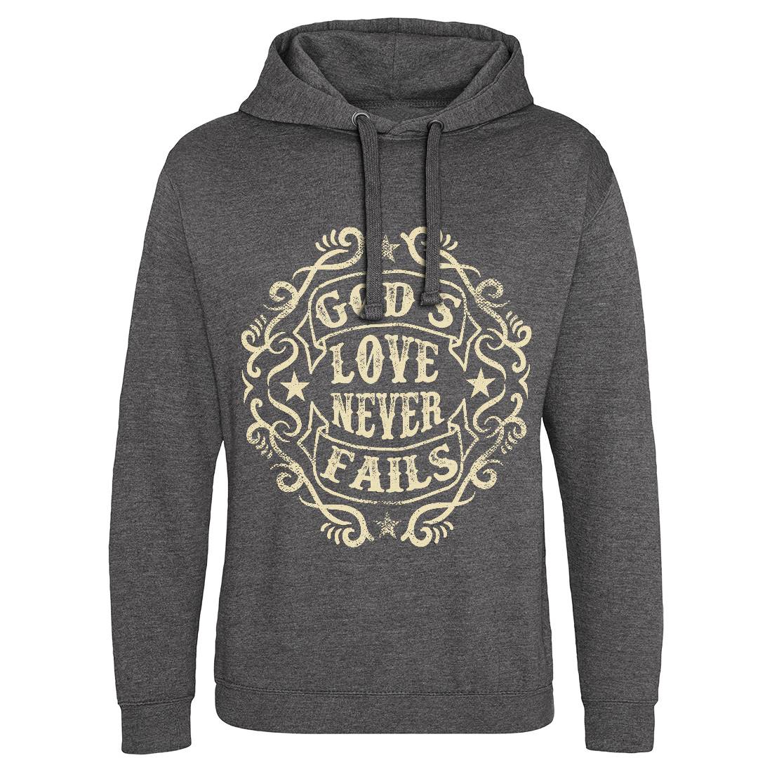 God&#39;s Love Never Fails Mens Hoodie Without Pocket Religion C938
