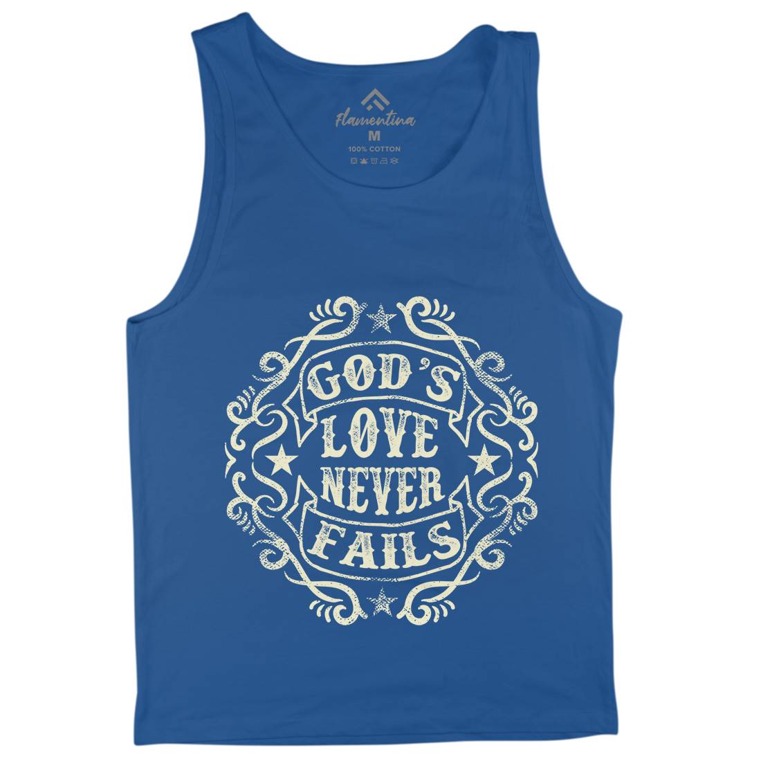 God&#39;s Love Never Fails Mens Tank Top Vest Religion C938