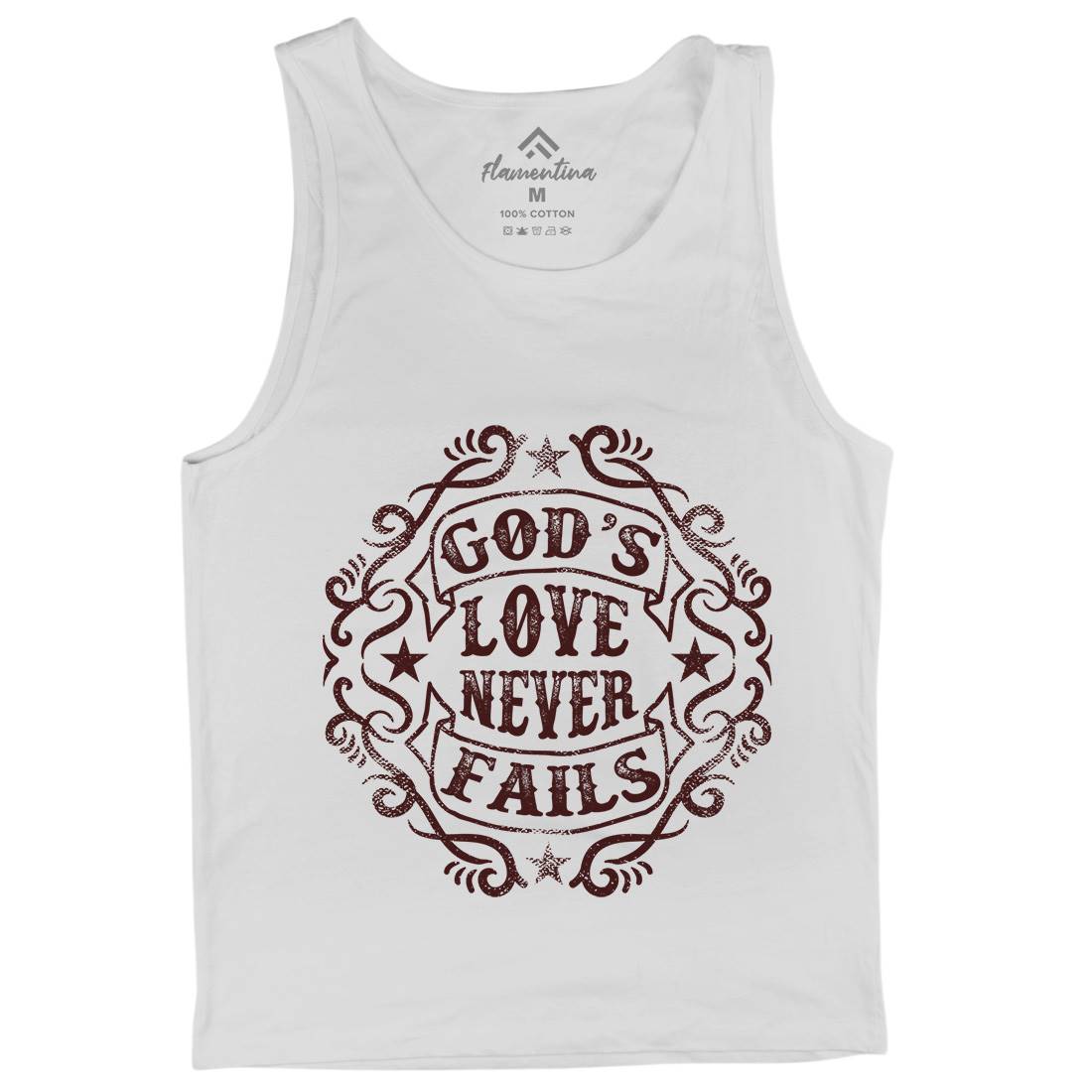 God&#39;s Love Never Fails Mens Tank Top Vest Religion C938