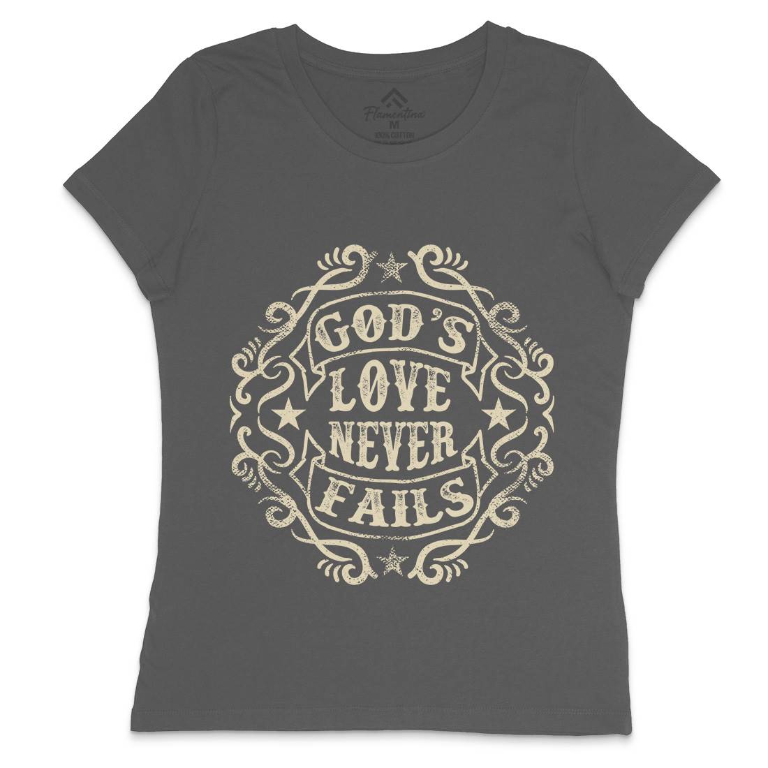 God&#39;s Love Never Fails Womens Crew Neck T-Shirt Religion C938