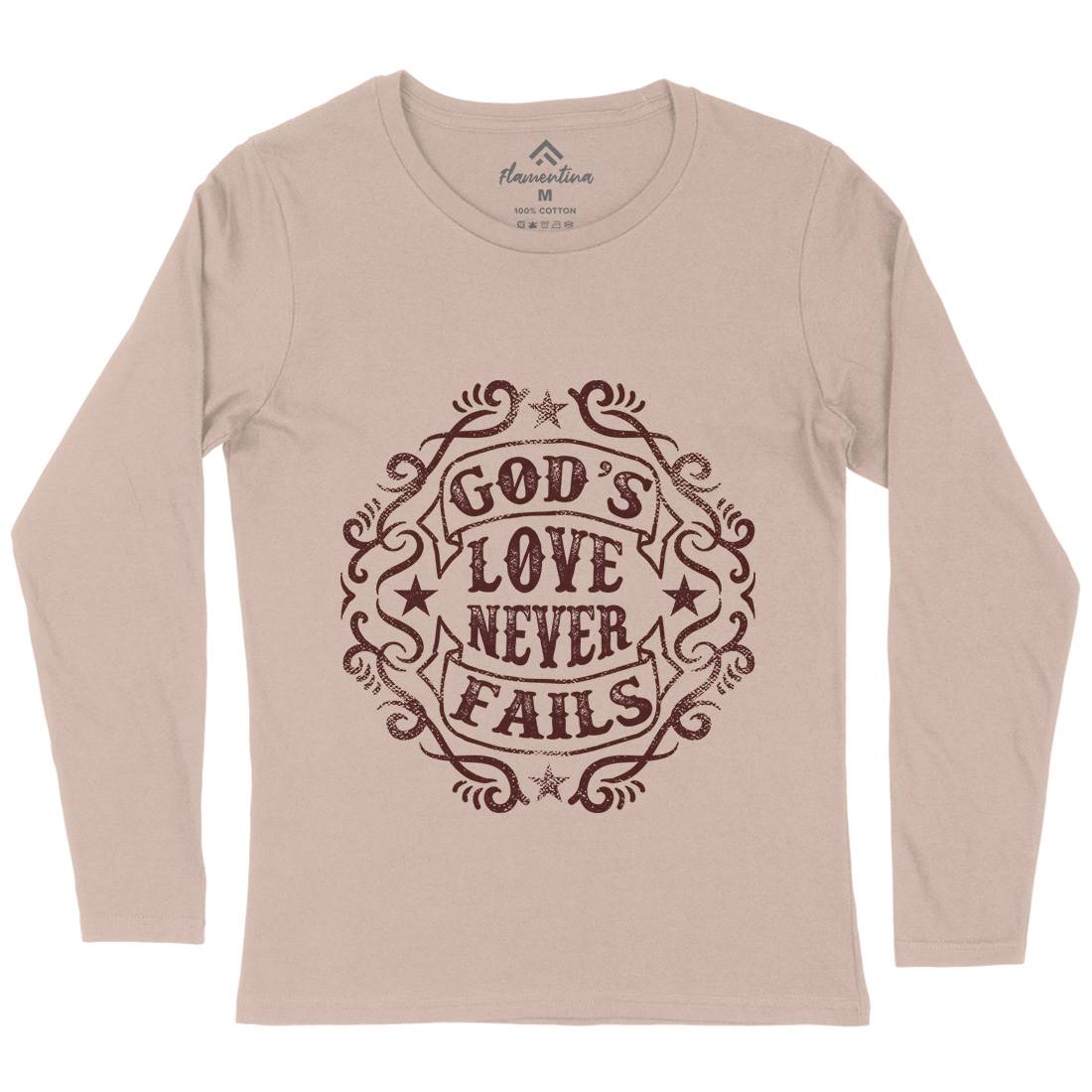 God&#39;s Love Never Fails Womens Long Sleeve T-Shirt Religion C938