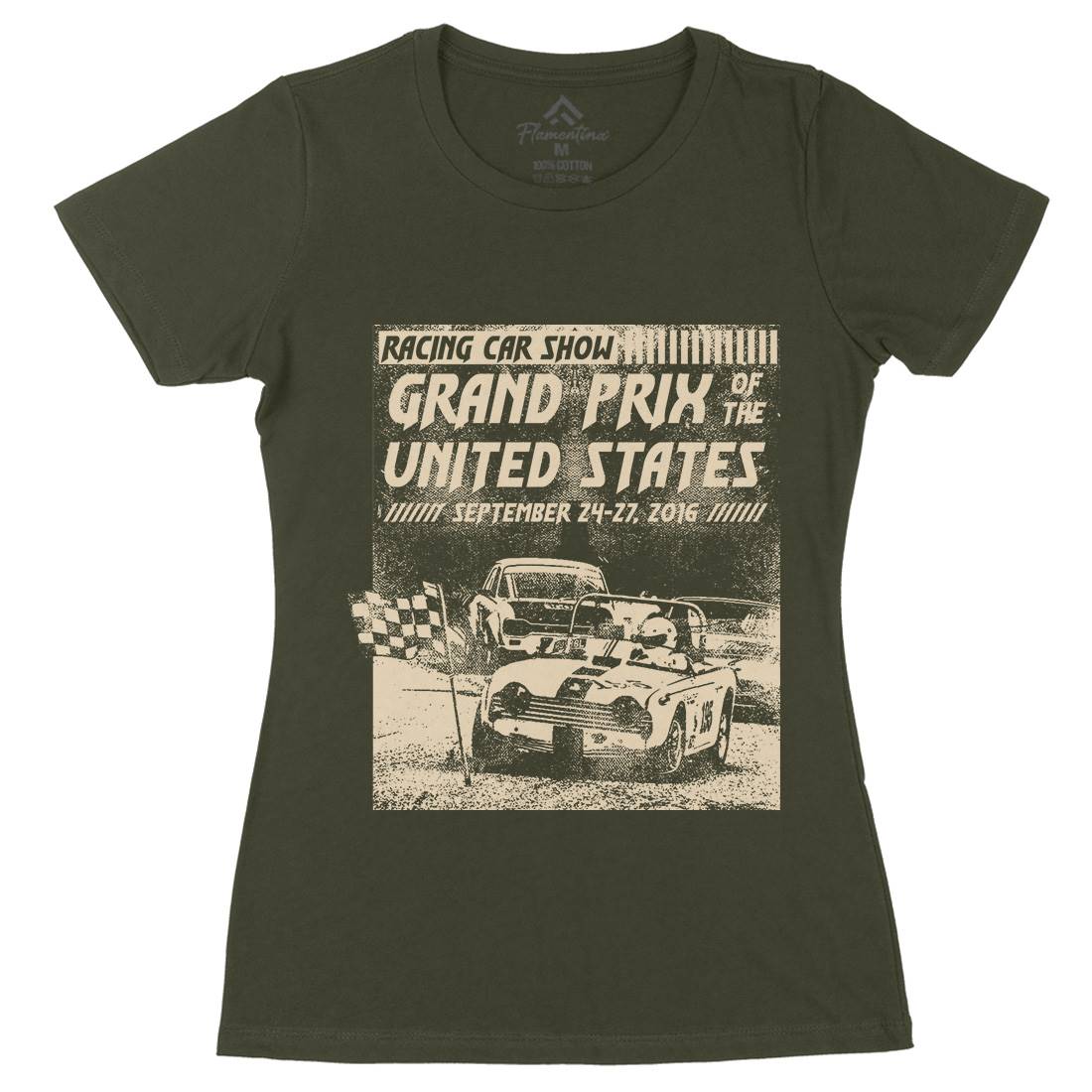 Us Car Race Womens Organic Crew Neck T-Shirt Cars C939