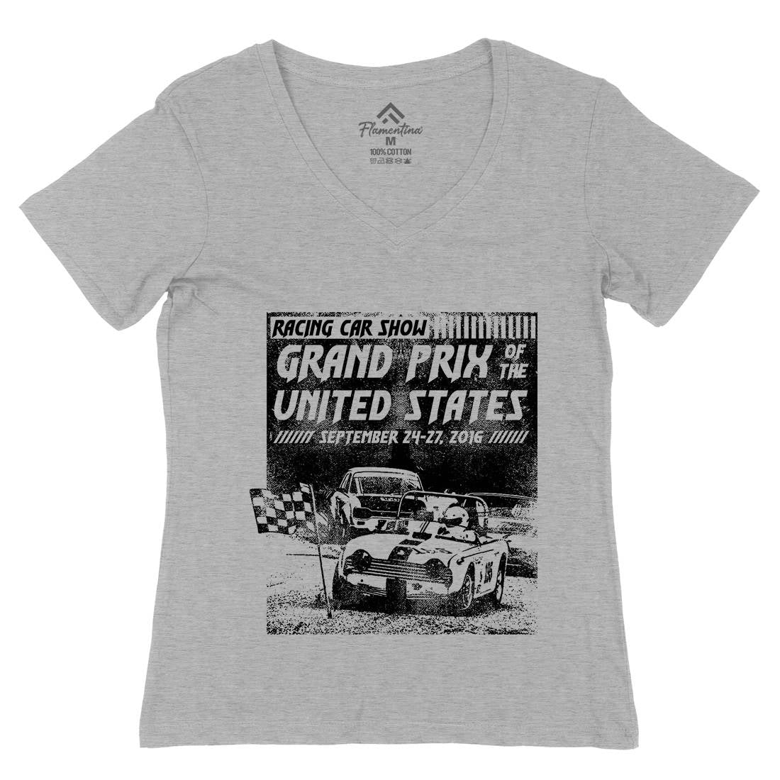 Us Car Race Womens Organic V-Neck T-Shirt Cars C939