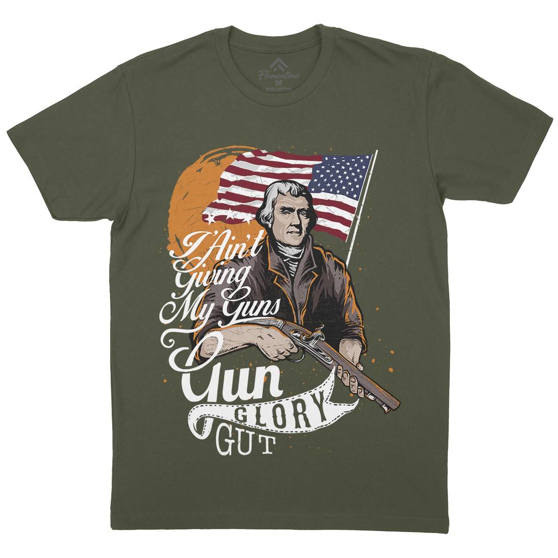 Gun Glory Gut Mens Crew Neck T-Shirt American C940