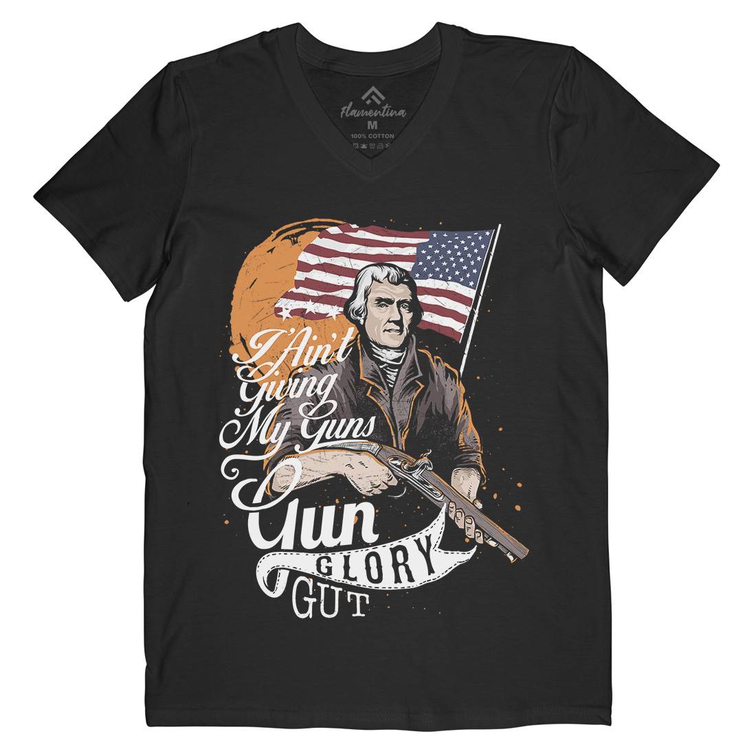 Gun Glory Gut Mens V-Neck T-Shirt American C940