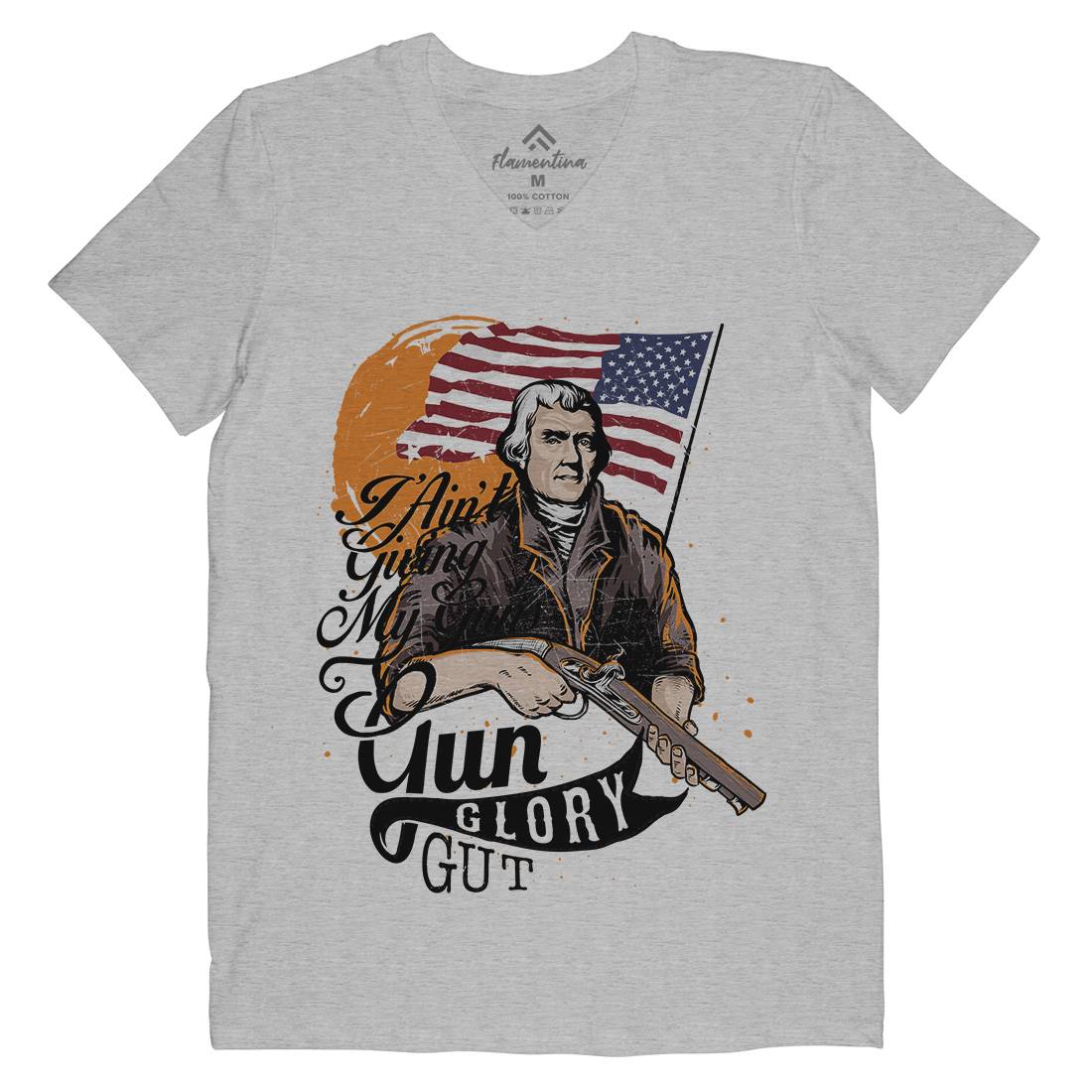 Gun Glory Gut Mens V-Neck T-Shirt American C940