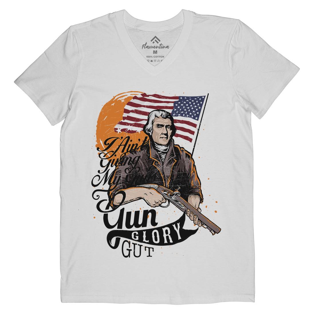 Gun Glory Gut Mens Organic V-Neck T-Shirt American C940