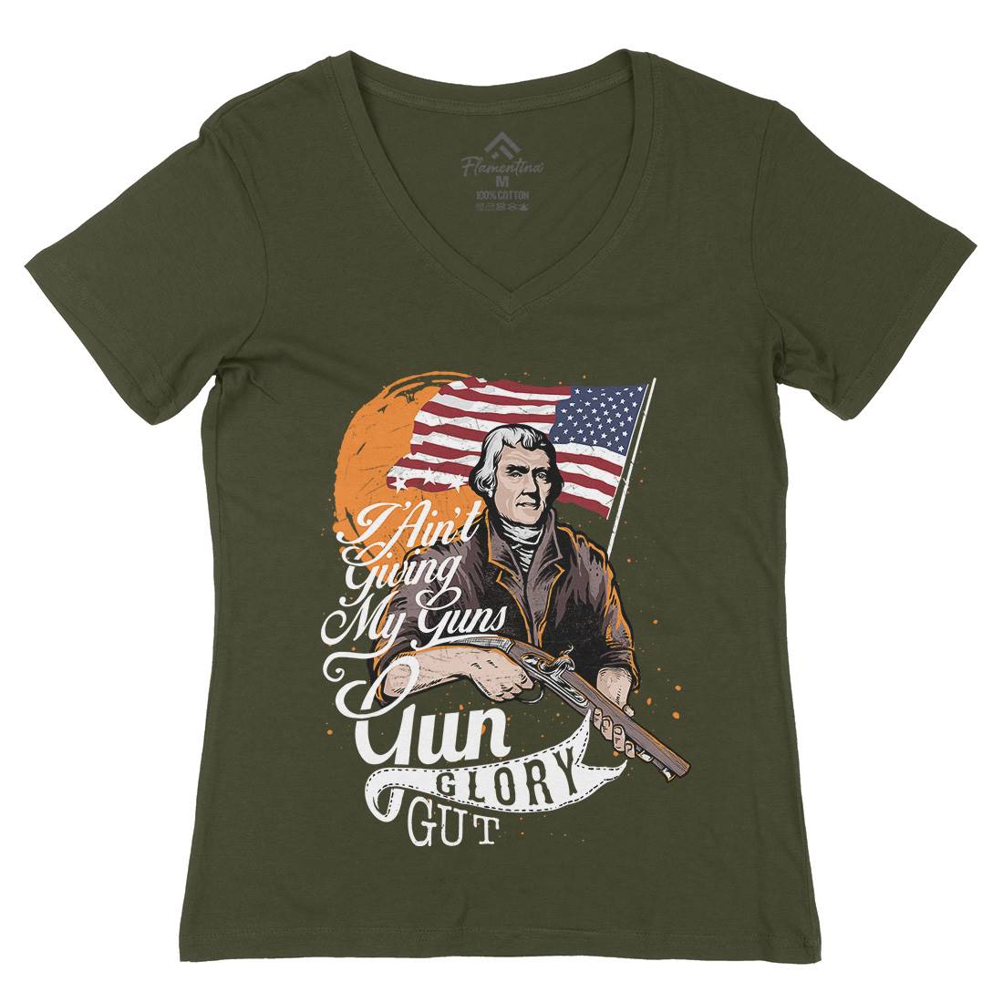 Gun Glory Gut Womens Organic V-Neck T-Shirt American C940