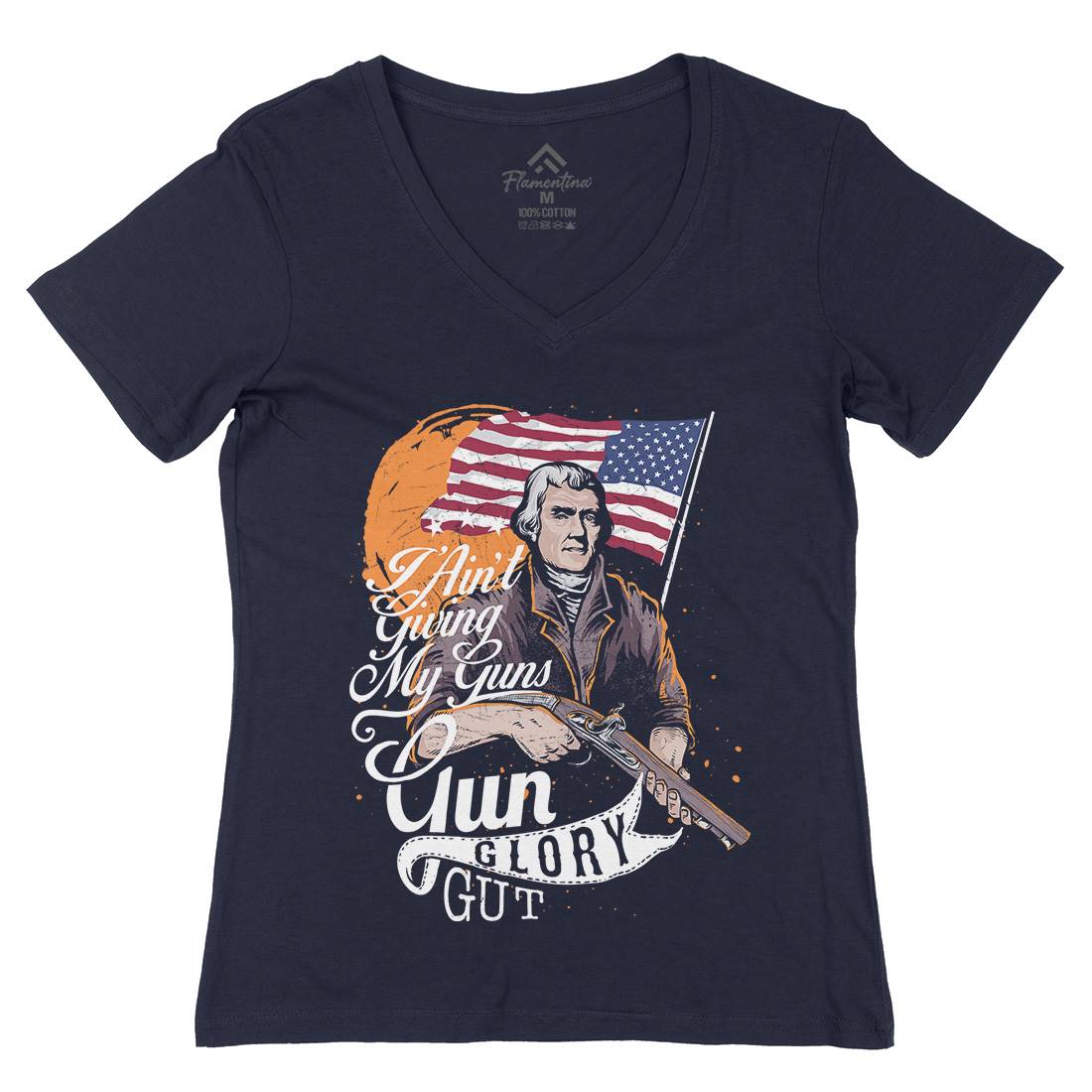 Gun Glory Gut Womens Organic V-Neck T-Shirt American C940