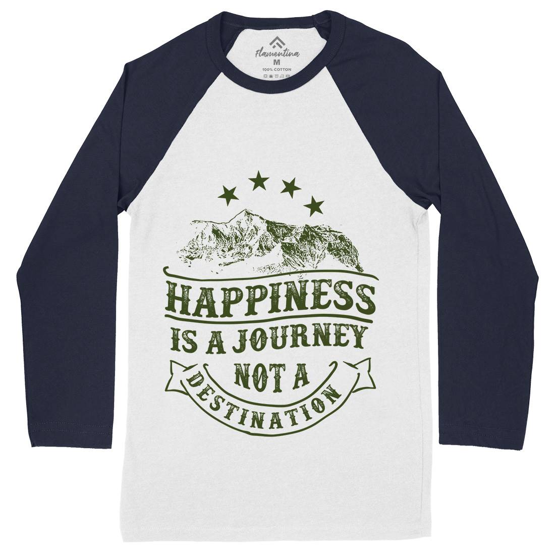 Happiness Is A Journey Mens Long Sleeve Baseball T-Shirt Quotes C941