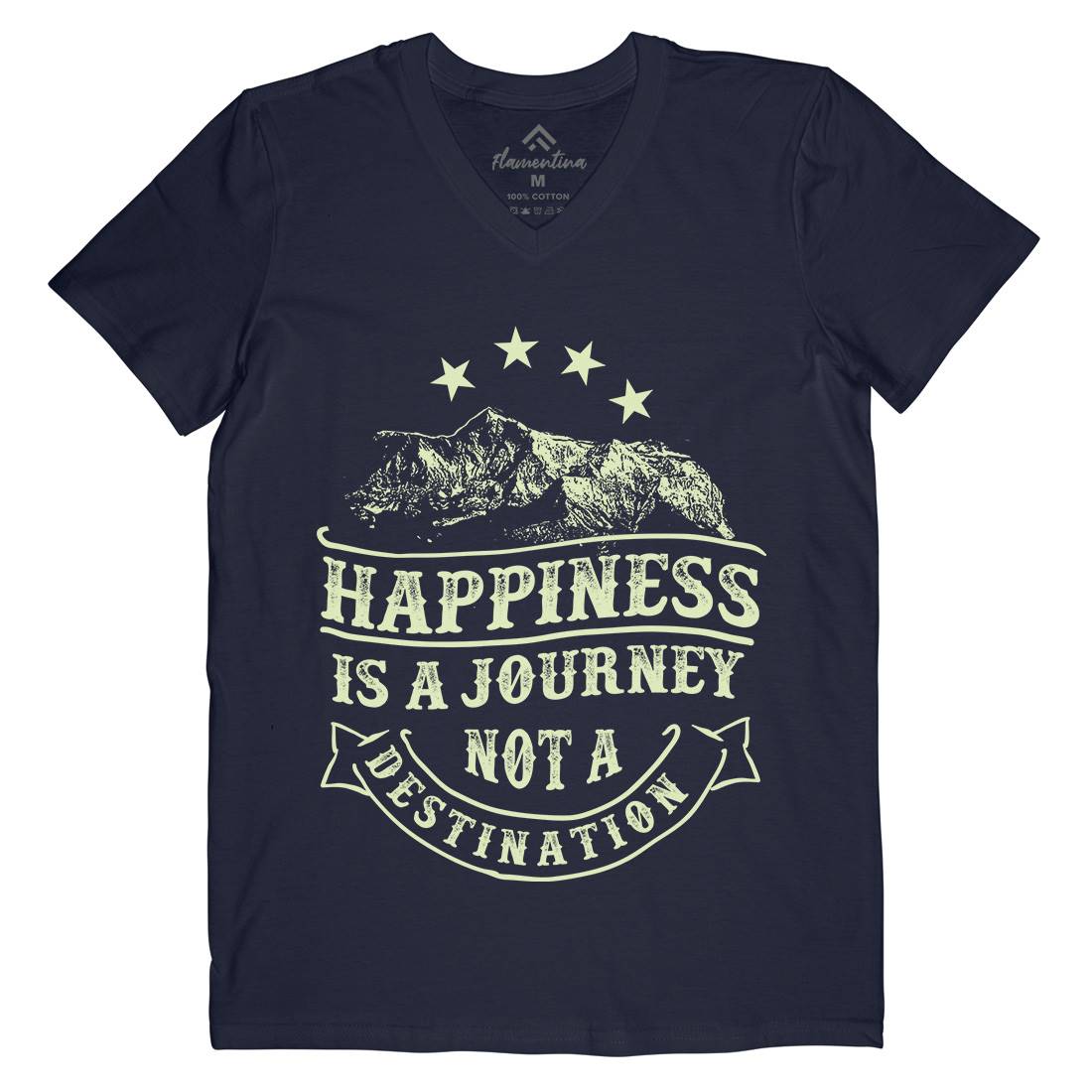 Happiness Is A Journey Mens Organic V-Neck T-Shirt Quotes C941