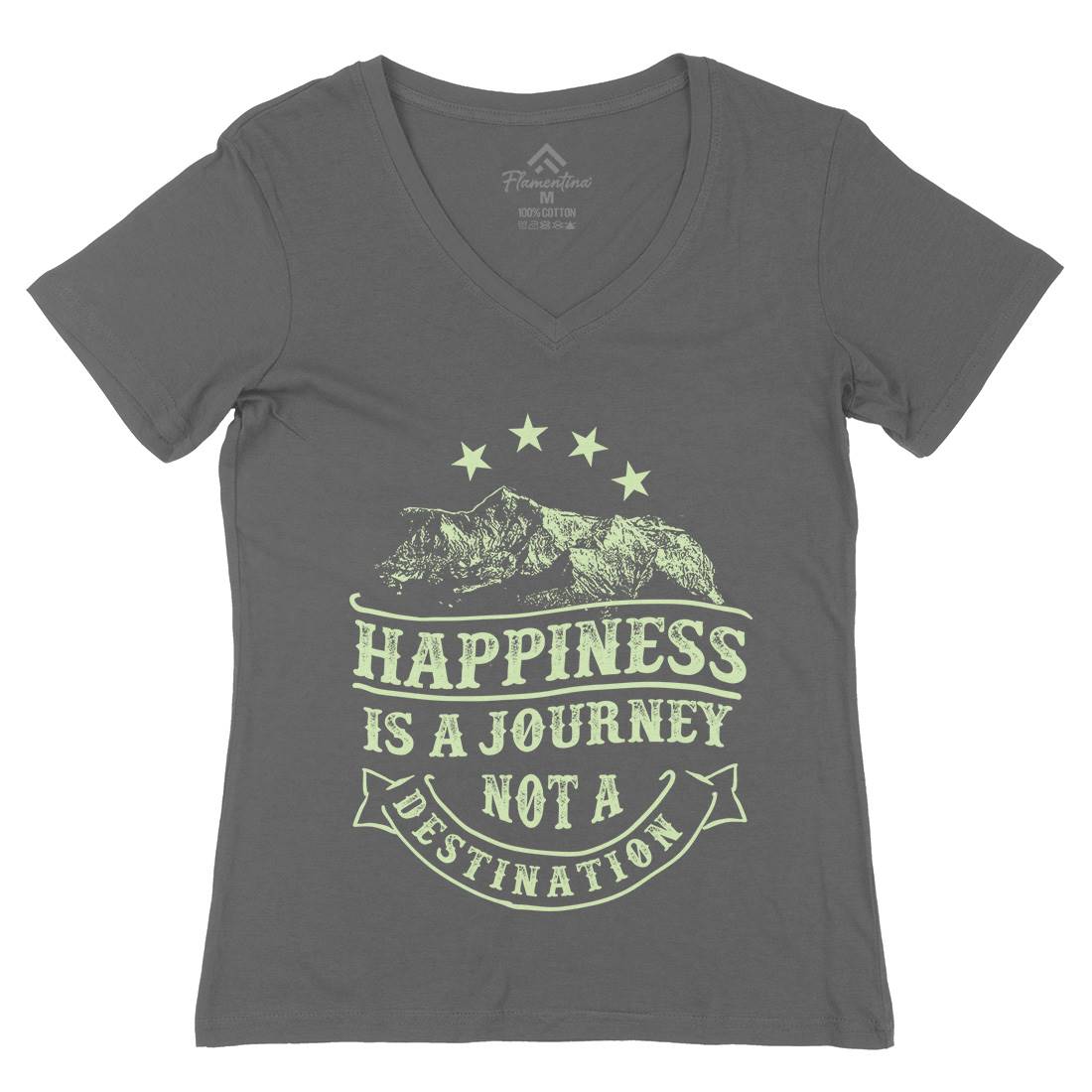Happiness Is A Journey Womens Organic V-Neck T-Shirt Quotes C941