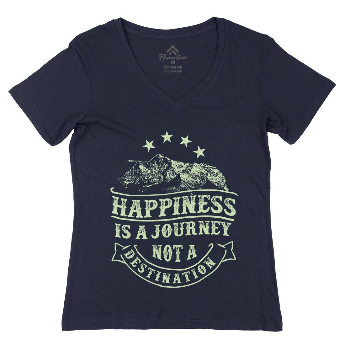 Happiness Is A Journey Womens Organic V-Neck T-Shirt Quotes C941