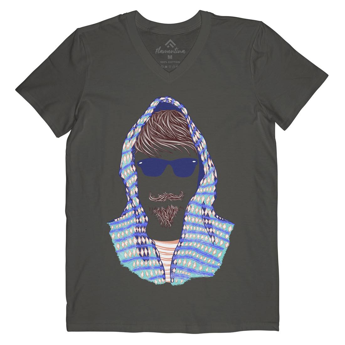 Hipster Mens V-Neck T-Shirt Barber C943